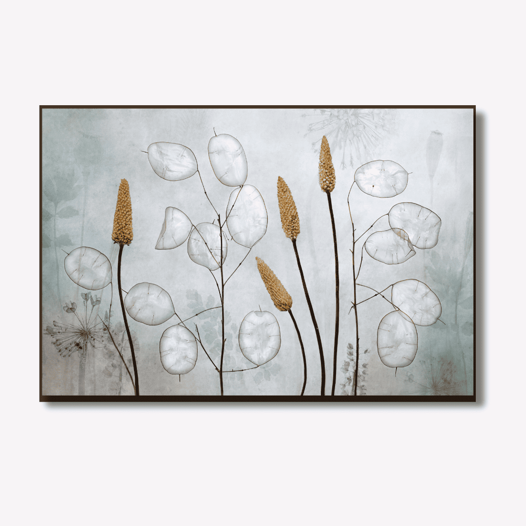 Wild reeds on grey background art | Framed | WallArt.Biz