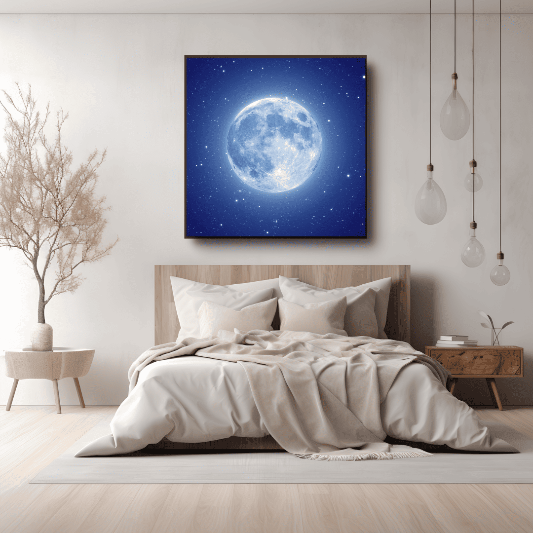 Blue Moon Bedroom Wall Art| Gallery Wrap Frame | WallArt.Biz