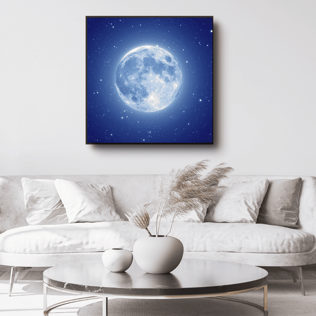 Blue Moon Living Room Canvas Artwork | Gallery Wrap Frame | WallArt.Biz