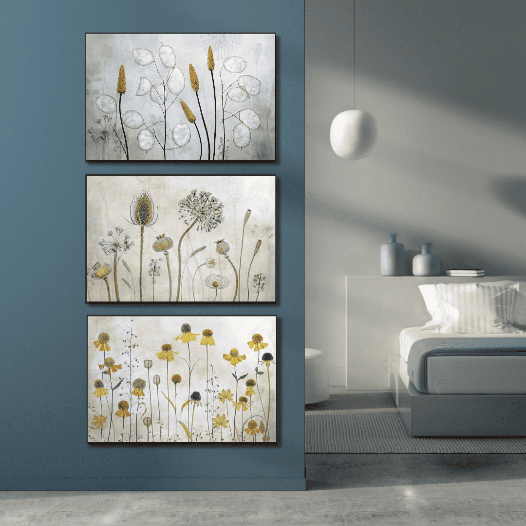 Wild dandelion flowers art set | framed | WallArt.Biz