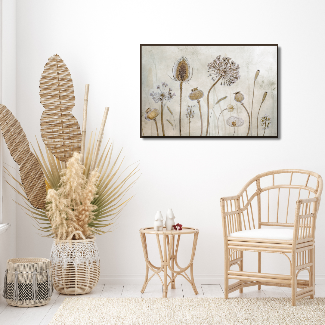 Charming Brown Floral wall Art | Framed Canvas Print | WallArt.Biz 