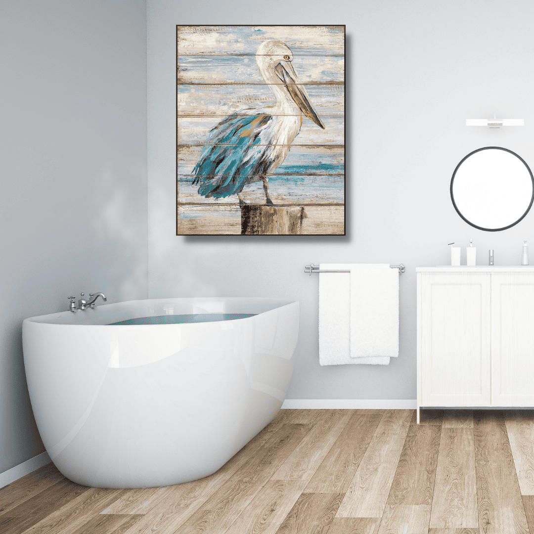 pelican-framed-bathroom-wall-decor-print | wallart.biz | free USA &amp; UK Shipping