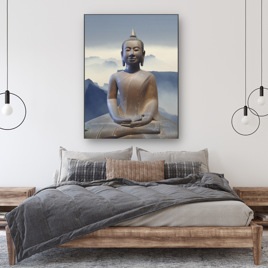 Buddha Statue Canvas Print  for above bed|  FREE USA SHIPPING | WallArt.Biz