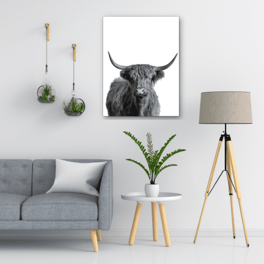 highland cow living room canvas print | Free USA Shipping | WallArt.Biz