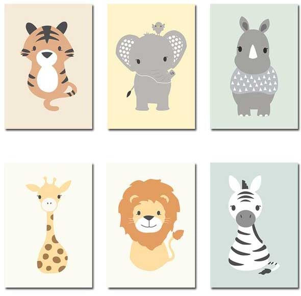 Cute Animal Canvas Prints - Nursery Decor