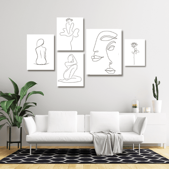 pencil sketch living room gallery wall art | Free USA Shipping | wallart.biz
