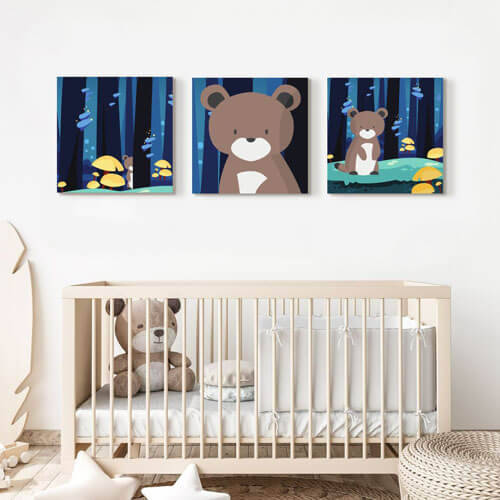 Bear in the woods canvas decor above crib | Free USA SHIPPING | WallArt.Biz