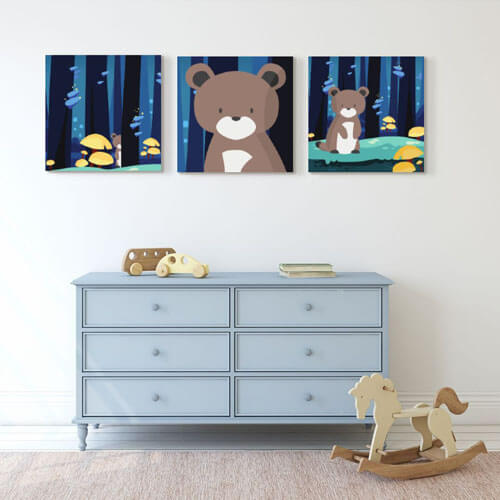 Gallery art set of a Bear in the woods | Free USA SHIPPING | WallArt.Biz