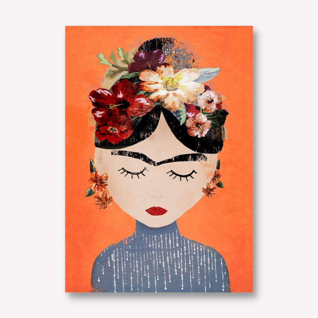 Frida Orange Canvas Print by Treechild - FREE UK &amp; USA SHIPPING - WallArt.Biz