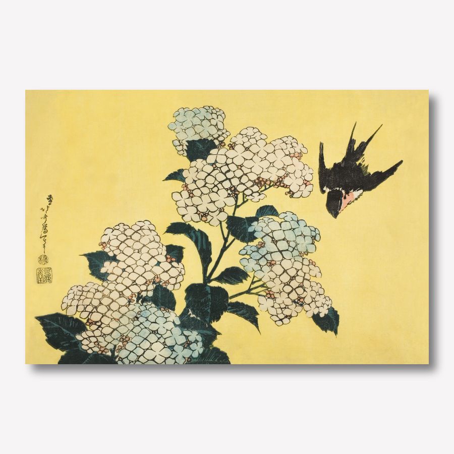 Hokusai Hydrangea Swallow | Free USA Shipping