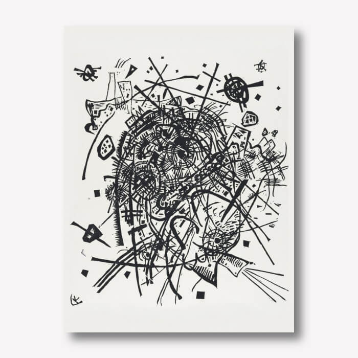 Abstract art black and white - Wassily Kandinsky -  Kleine Welten I (Small Worlds I) | FREE USA SHIPPING | WallArt.Biz