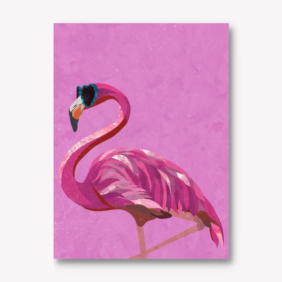 Magenta Metallic Flamingo canvas print wall art by Sarah Manovski - FREE UK & USA SHIPPING - WallArt.Biz