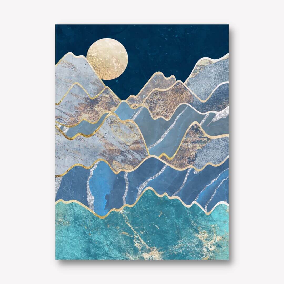 Metallic Mountains in the Moonlight By Sarah Manovski - FREE UK & USA SHIPPING - WallArt.Biz