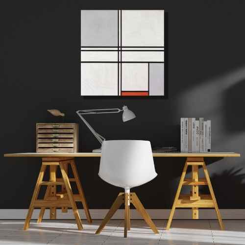 Piet Mondrian, Gray-Red | Home office artwork | FREE USA SHIPPING | www.WallArt.Biz