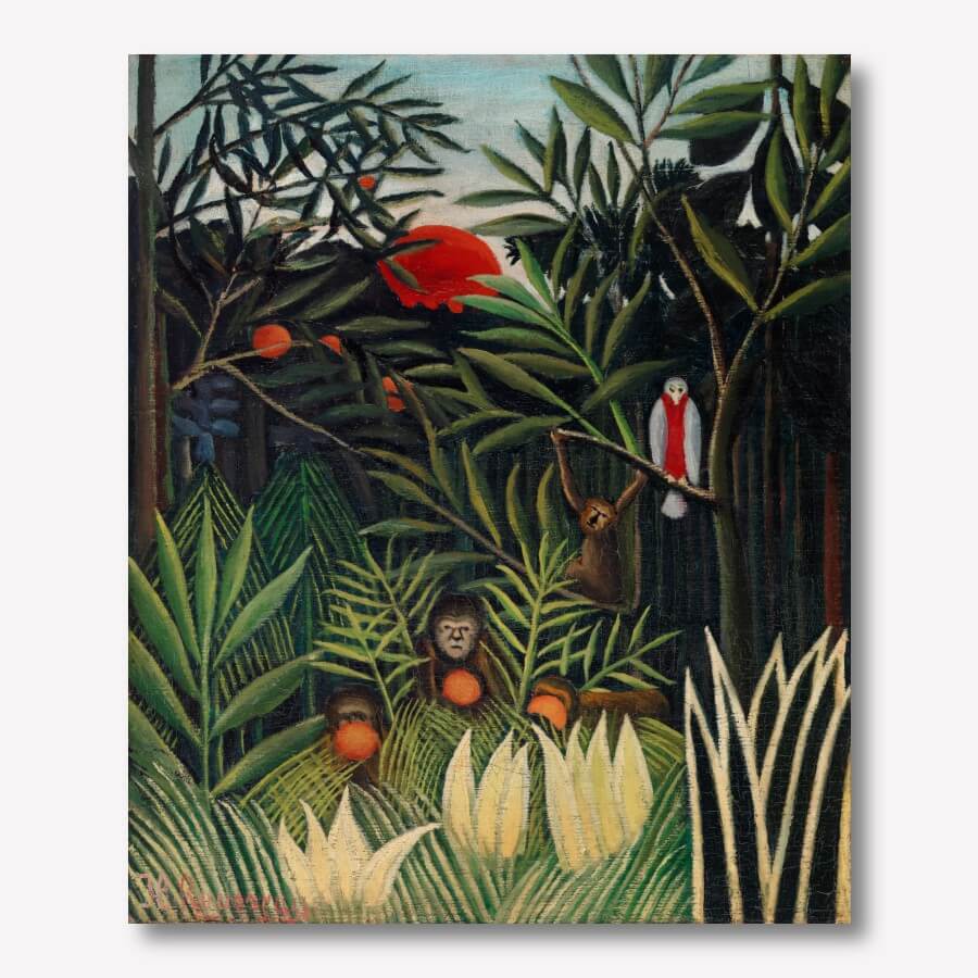 Henri Rousseau - Monkeys and Parrot in the Virgin Forest  | FREE USA SHIPPING | WallArt.Biz