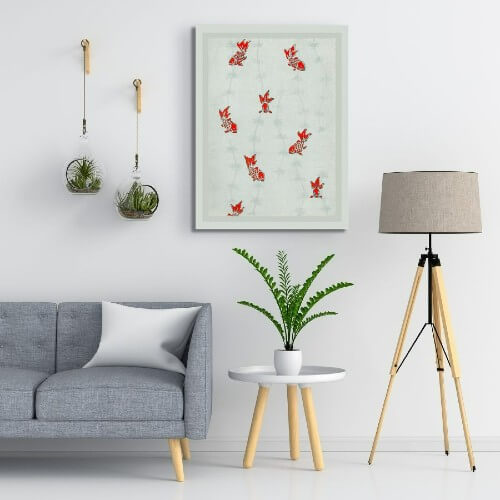 Seamless goldfish by Watanabe Seitei Living Room Art | FREE USA SHIPPING | WallArt.Biz