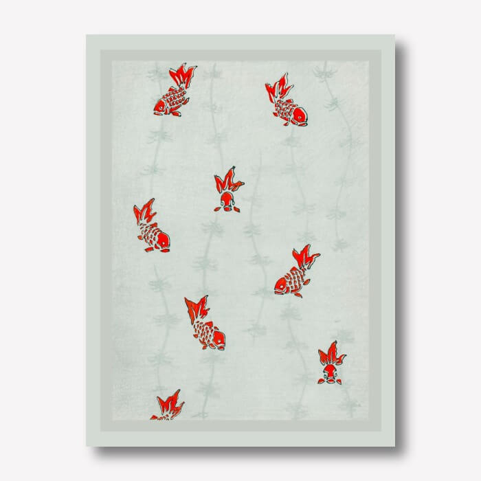 Seamless goldfish Canvas Print  by Watanabe Seitei | FREE USA SHIPPING | WallArt.Biz