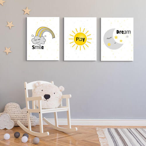 nursery wall art set - Smile, Play & Dream | Free USA Shipping | WallArt.Biz