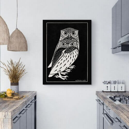 Two owls kitchen art prints - Julie de Graag | FREE USA SHIPPING | WallArt.Biz