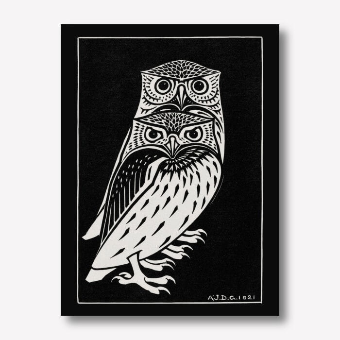 Two owls wall art - Julie de Graag | FREE USA SHIPPING | WallArt.Biz