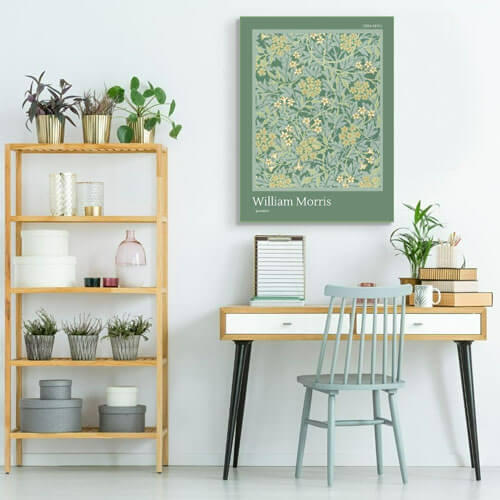 William Morris office wall art - Jasmine Green Pattern | FREE USA SHIPPING | WallArt.Biz