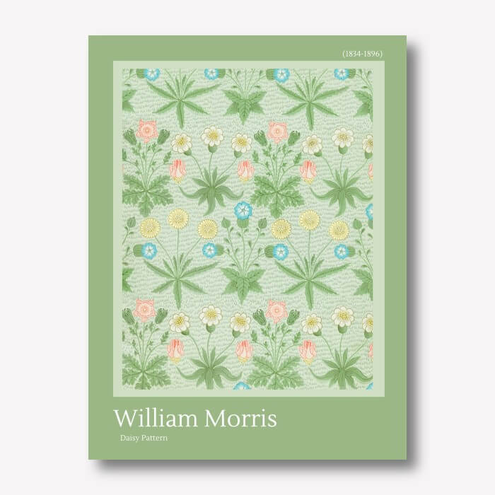 William Morris Art | Daisy Pattern | Canvas Print | Free USA SHIPPING | WallArt.Biz