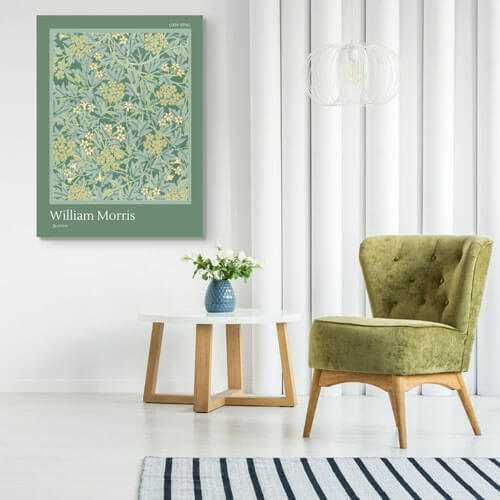 William Morris Living room art - Jasmine Green Pattern | FREE USA SHIPPING | WallArt.Biz