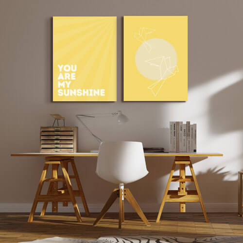 Yellow Canvas Prints - Doves with Sun