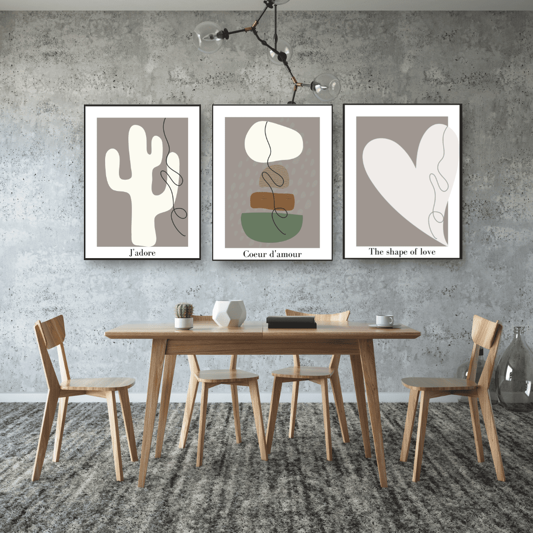 abstract shapes dining room wall art set | Free USA Shipping | WallArt.Biz