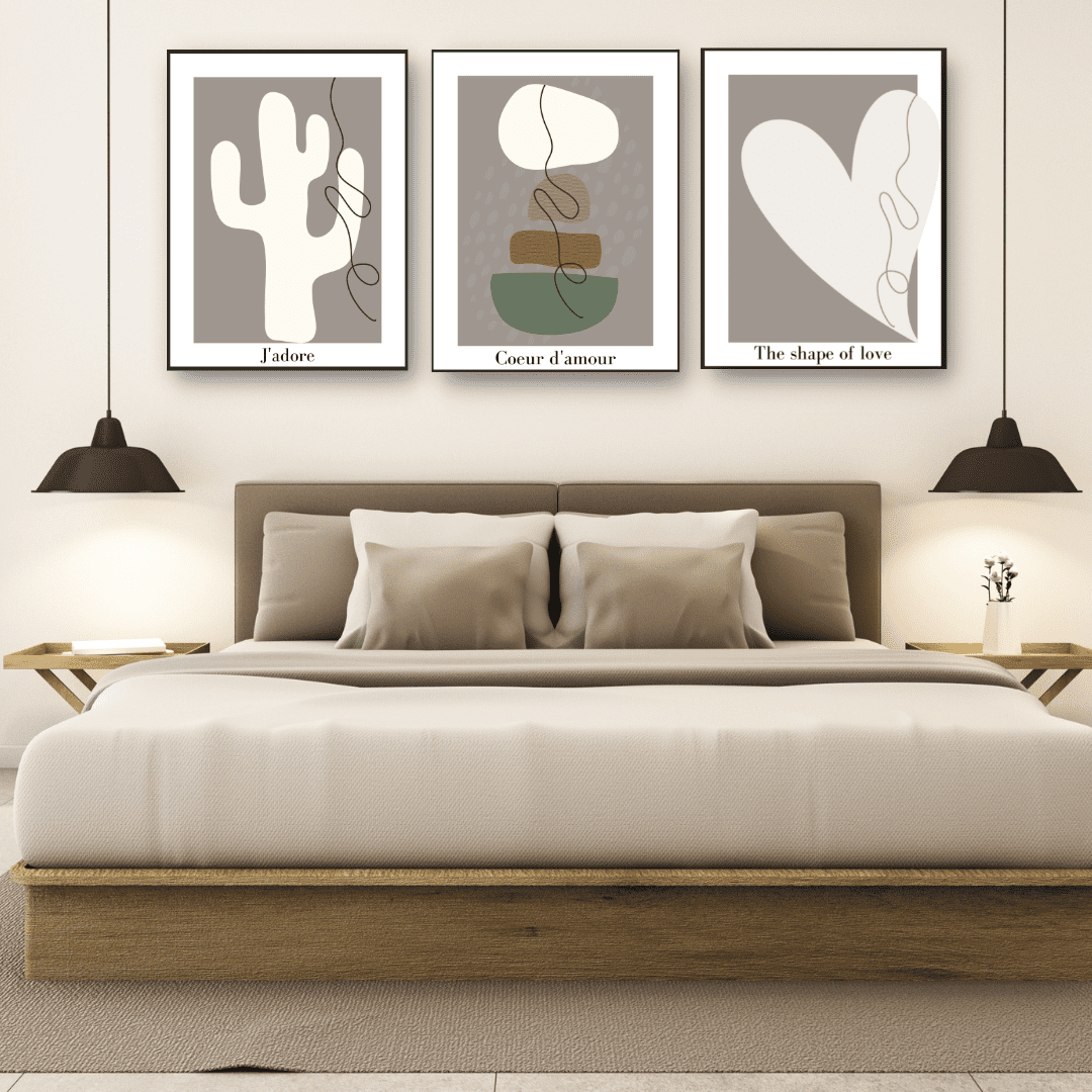 Bedroom wall art set abstract shapes |  | Free USA Shipping | WallArt.Biz
