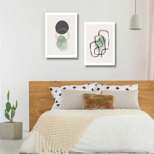 Abstract Green &amp; Black Wall Art Set