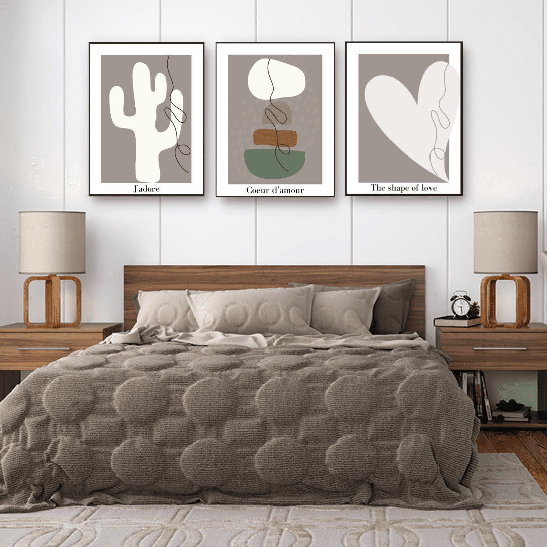 Abstract shapes Bedroom wall art set | Free USA Shipping | WallArt.Biz