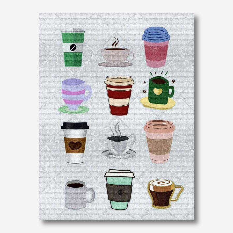 Coffee Cups art on Gray Background