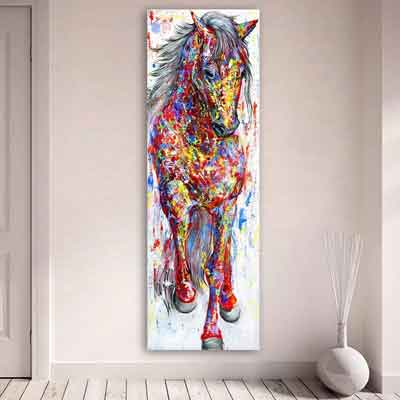 Colorful Horse vertical canvas art| free usa shipping | www.wallart.biz