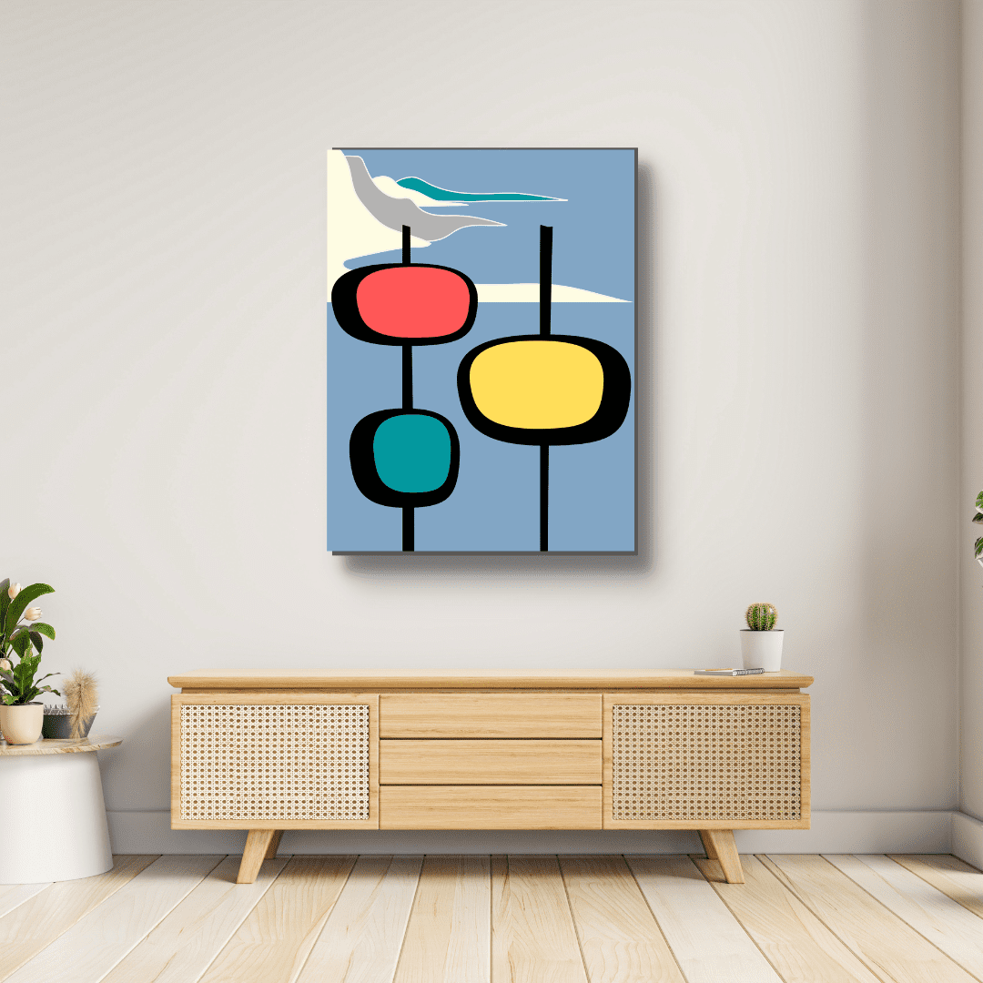 Colorful abstract shape art for living room - FREE USA SHIPPING - WallArt.Biz