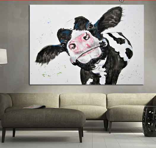Funky Cow Canvas Print| Free USA Shipping | www.WallArt.Biz