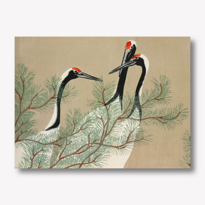Cranes painting on Canvas by Kamisaka Sekka - | FREE USA SHIPPING | WallArt.Biz