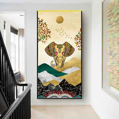 Golden Elephant Canvas Artwork | Free USA Ship | www.wallart.biz