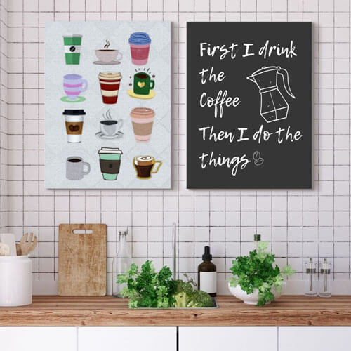 Coffee Cups canvas wall art set | FREE USA SHIPPING | WallArt.Biz