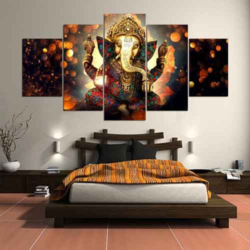 Ganesha Painting | 5-panel Canvas Print | www.wallart.biz
