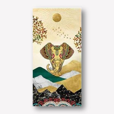 Gold Elephant in Mountains Artwork