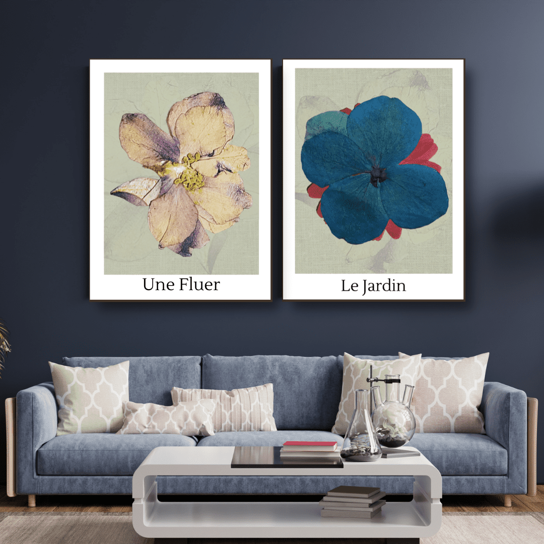 Modern Floral Prints Living Room Art Set | Free UK &amp; USA Shipping | WallArt.Biz