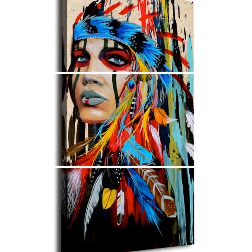 Native American Indian 3-Panel Art
