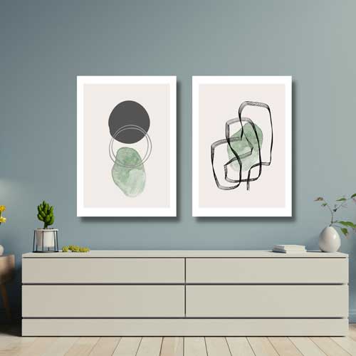 Abstract Green &amp; Black Wall Art Set | Framed | WallArt.Biz
