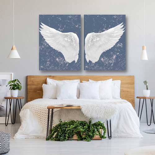 Bedroom decor Angel Wings Wall Art Set | Ready to Hang | WallArtBiz