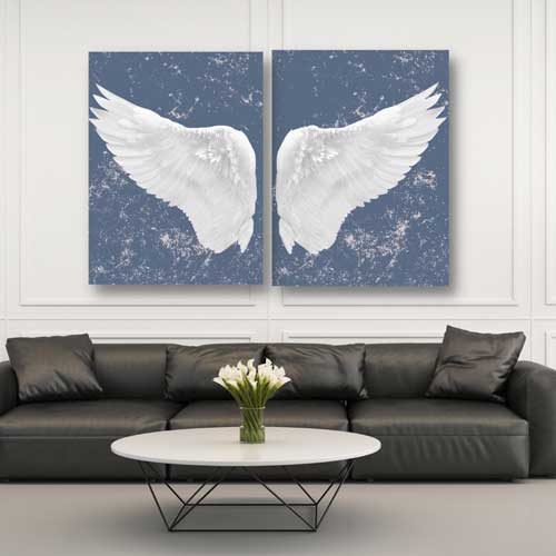 Large Blue Angel Wings Art | free usa shipping | WallArt.Biz