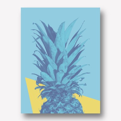Pineapple Geometric Blue Canvas Artwork