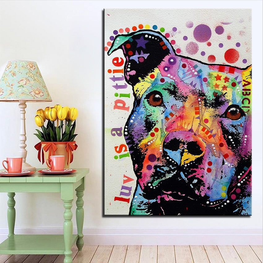 Pit Bull Wall Art | Dog Art Lifestyle Shoot | Animal Canvas Print