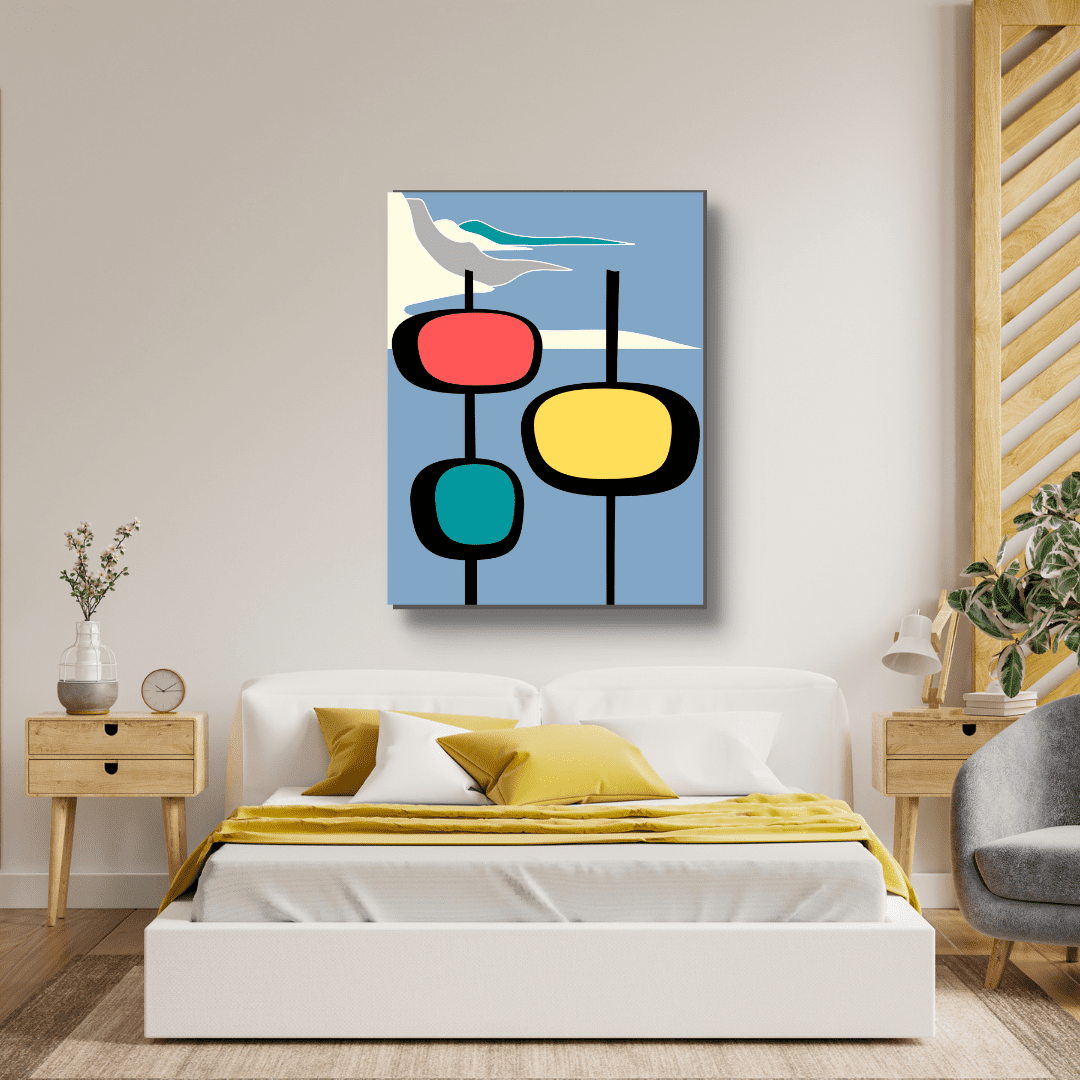 Colorful abstract shape bedroom art- FREE USA SHIPPING - WallArt.Biz