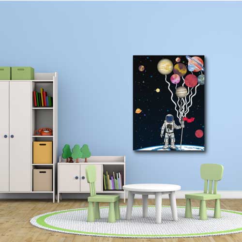 Space man with balloons | Kids room artwork | free usa shipping | WallArt.Biz